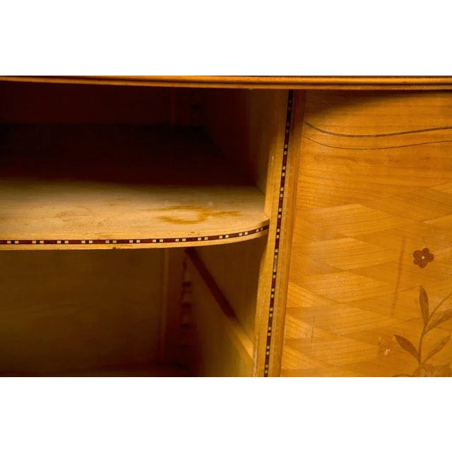 Vintage Mid Century Leleu Style French Bronze-Mounted Satinwood Marquetry Buffet For Sale - Image 10 of 11
