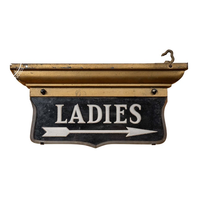 Antique Double-Sided Rog "Ladies" Lighted Directional Restroom Sign For Sale