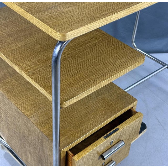 Brown Bauhaus Writing Desk in Oak, 1940s For Sale - Image 8 of 11