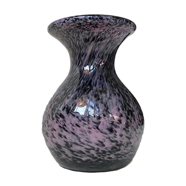 Vintage Black and Purple Spatter Murano Glass Vase from Murano, 1960s For Sale