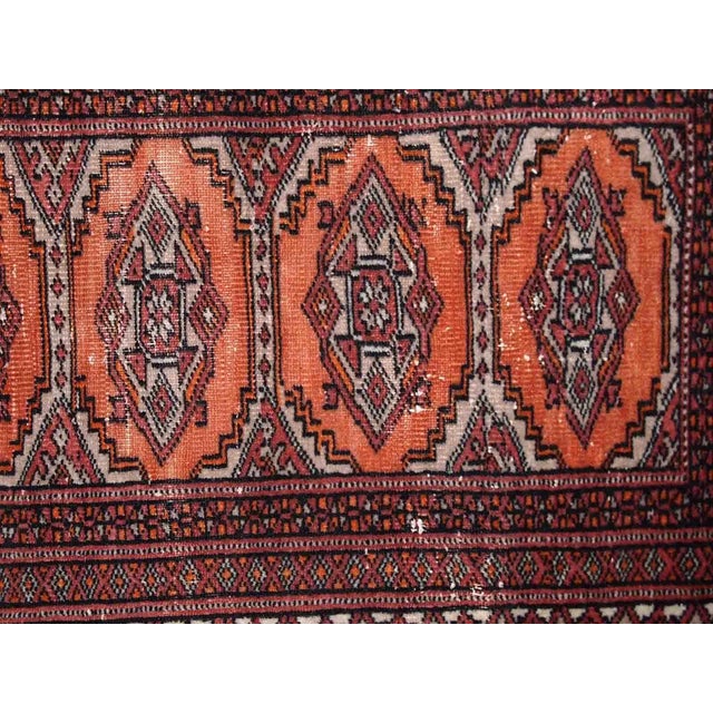 1960s Handmade Vintage Uzbek Bukhara Distressed Rug For Sale - Image 4 of 10
