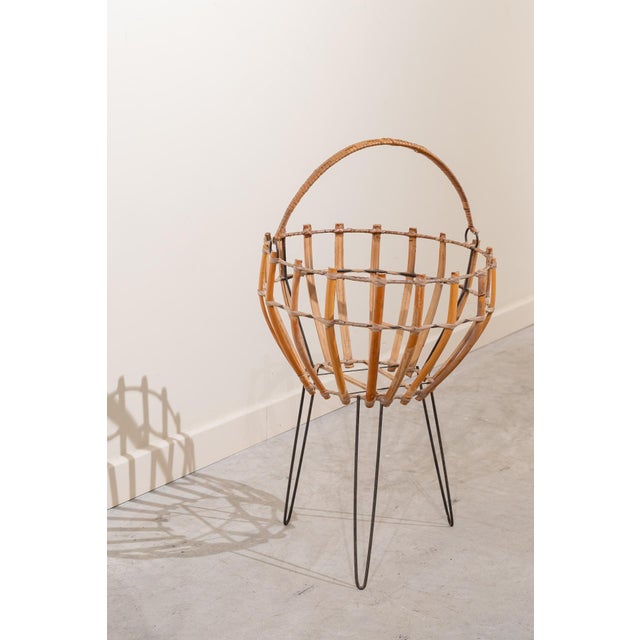 1950s Italian Iron and Bamboo Baskets, 1950s, Set of 2 For Sale - Image 5 of 11