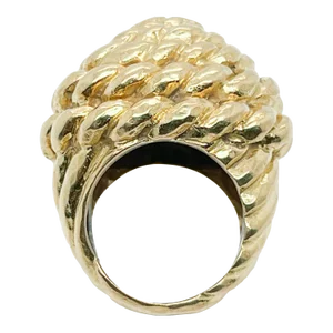 Vintage David Webb 18 Karat Gold Coiled Rope Cocktail Ring - 18k Size 4.5