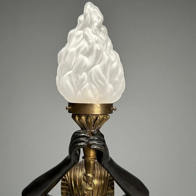 Bronze Regency, Floor Lamp, Egyptian Motif, Gilt Metal, Bronze, 1990s For Sale - Image 8 of 12