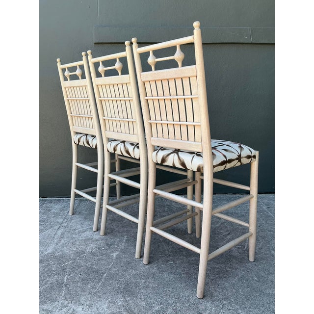 Cream Vintage Slat Bar Stools - Set of 3 For Sale - Image 8 of 12