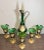 This is a Vintage Venetian Tre Fuochi Gilded Emerald Green Glass Decanter/Goblets Set. The decanter measures 19 1/4” tall....