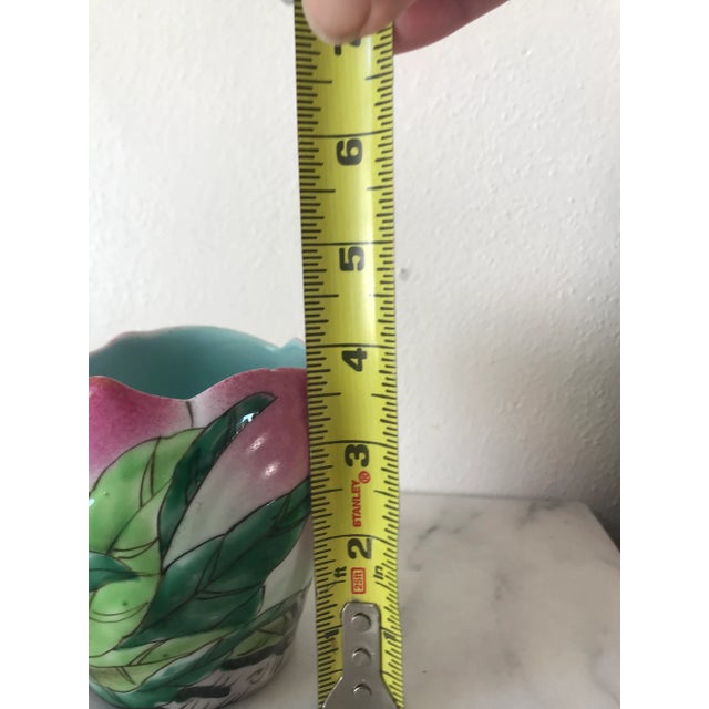 Chinese Vintage Mid Century Chinese Famille Rose Longevity Peach Porcelain Cup For Sale - Image 3 of 6