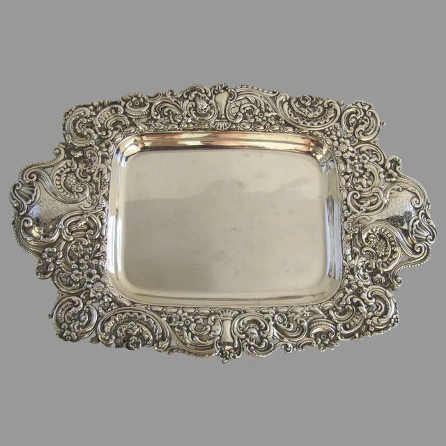 Metal Sterling Silver Repousse Tray by Gorham c1900 For Sale - Image 7 of 7