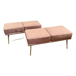 Pair of Italian Marco Zanuso Style Pink Benches For Sale