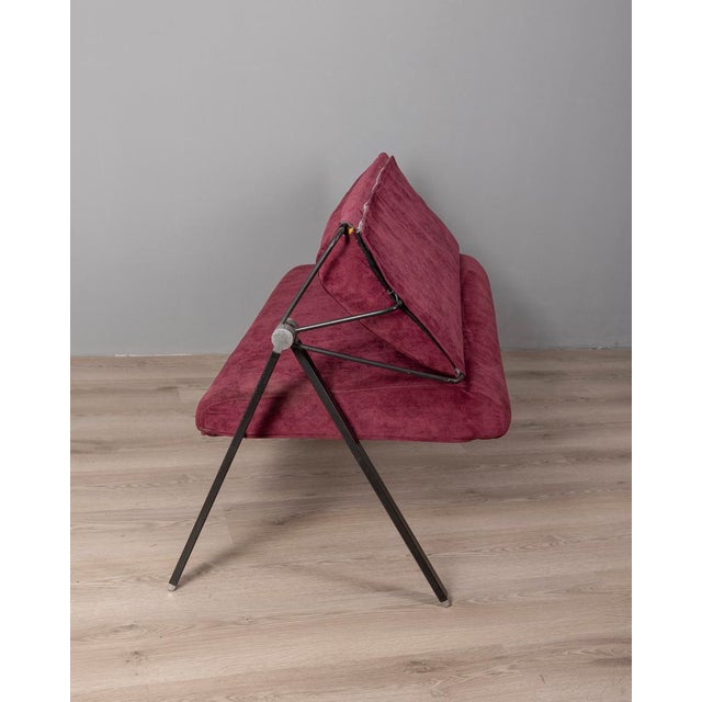 Metal Vintage Sofa in Bordeaux Fabric from Formanova, 1970s For Sale - Image 7 of 12