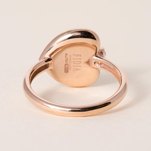 Contemporary Fidia Firenze Black Enamel Heart & Diamond Ring in 18k Rose Gold, Size 5.5 For Sale - Image 3 of 4