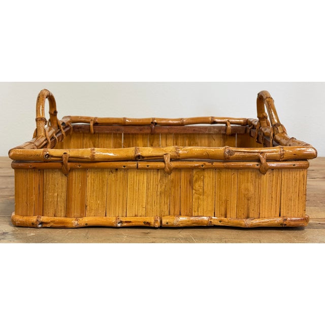Vintage Square Rattan Tray For Sale - Image 4 of 8