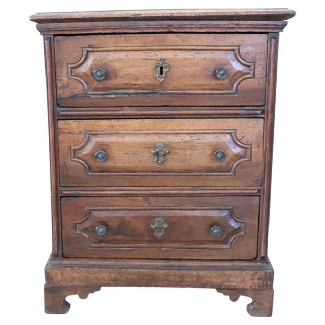 Antique Walnut Nightstand with 3 Drawers, 1600s For Sale - Image 17 of 17