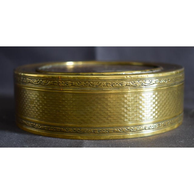 Antique Mixed Metal Trinket Box French Lid Brass Copper Le Message Relief For Sale - Image 15 of 18