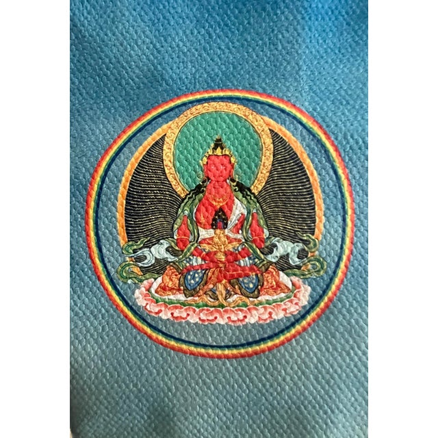 1980s 'The Refuge Tree' Thangka Silk Painting, Brocade Framed, Tibetan Textile Wall Hanging For Sale - Image 5 of 10