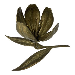 Andrea by Sadek Mid Century Brass Flower 6 Petal Sculpture For Sale