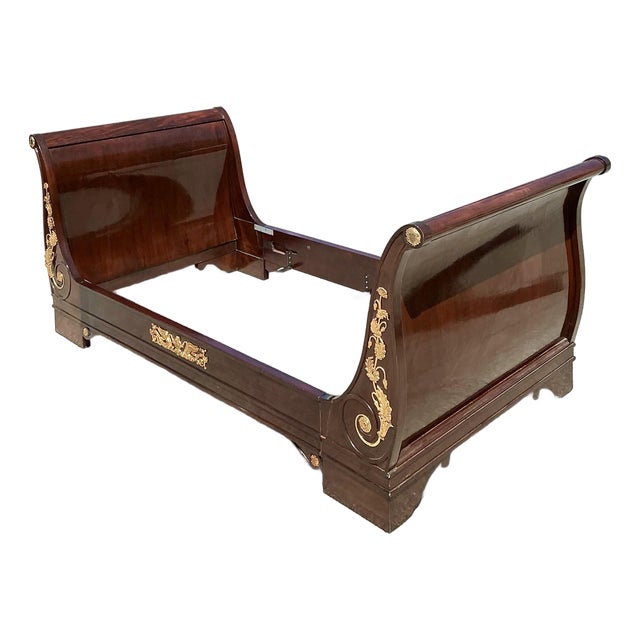 Vintage 19th Century French Empire Sleigh Daybed For Sale