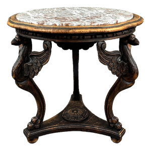 19th Century Carved Wooden Gueridon Table with Marble Top