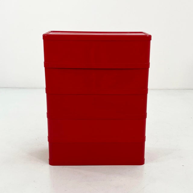Kartell Red Model 4964 Chest of Drawers by Olaf Von Bohr for Kartell, 1970s For Sale - Image 4 of 11