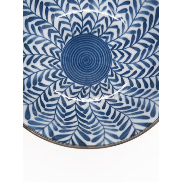Japanese Hand-Painted Japanese Blue & White Porcelain Bowls Mixed Patterns - Set of 4 For Sale - Image 3 of 16