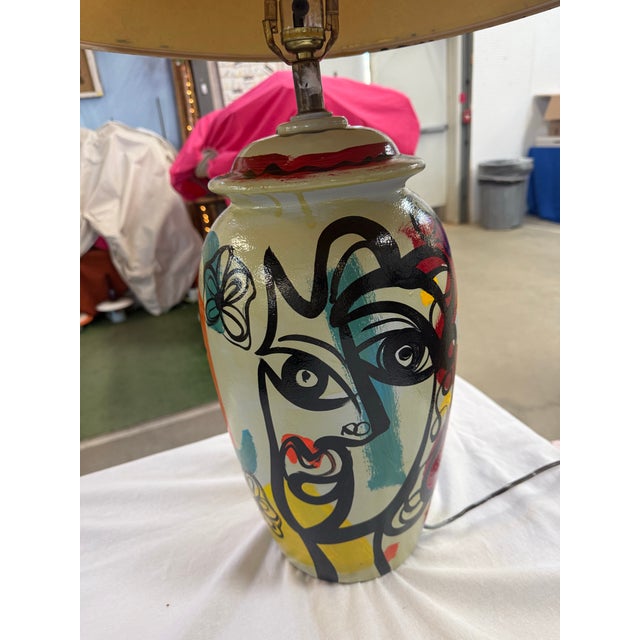 1970s Peter Keil Painted Lamp Plus Lamp Shade Signed 30in For Sale - Image 9 of 12