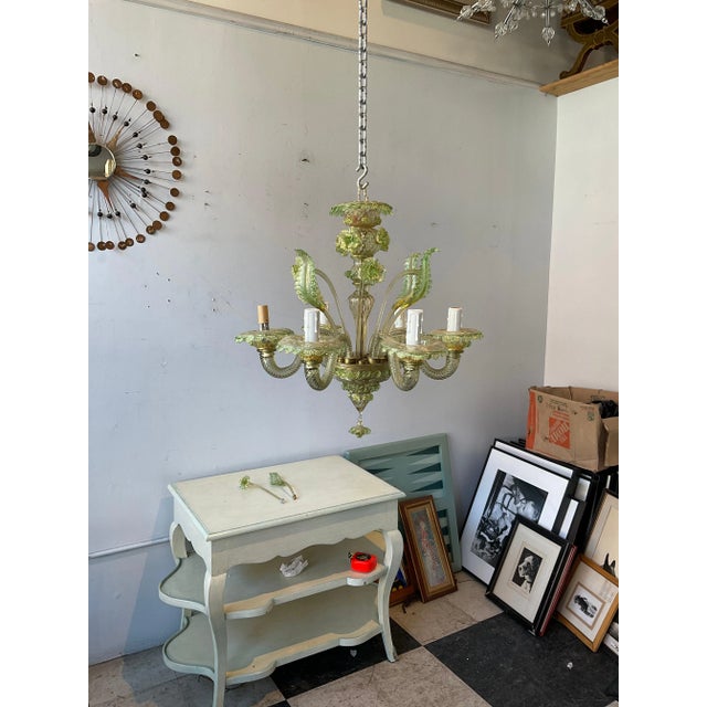 1950s 1950s Green Murano Floral Chandelier For Sale - Image 5 of 12