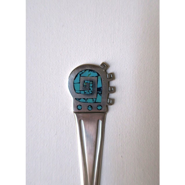 Mexican Sterling Silver Turquoise Bookmarker Letter Opener For Sale - Image 3 of 8