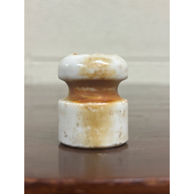 Industrial Antique Small White Ceramic Electrical Wire Insulator For Sale - Image 3 of 6