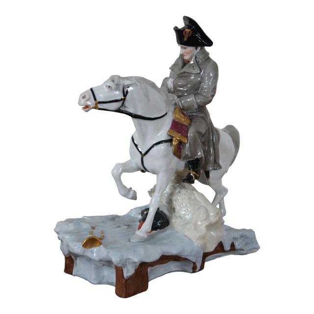 Early 20th Century German Shiebe Alsbach Kister Kpm Porcelain Napoleon Horse Figurine For Sale