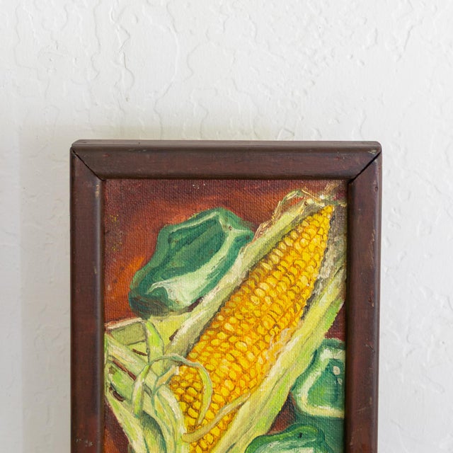Figurative Still Life Painting of Corn and Peppers by Oregon Artist Hal Maddox 1970 For Sale - Image 3 of 10
