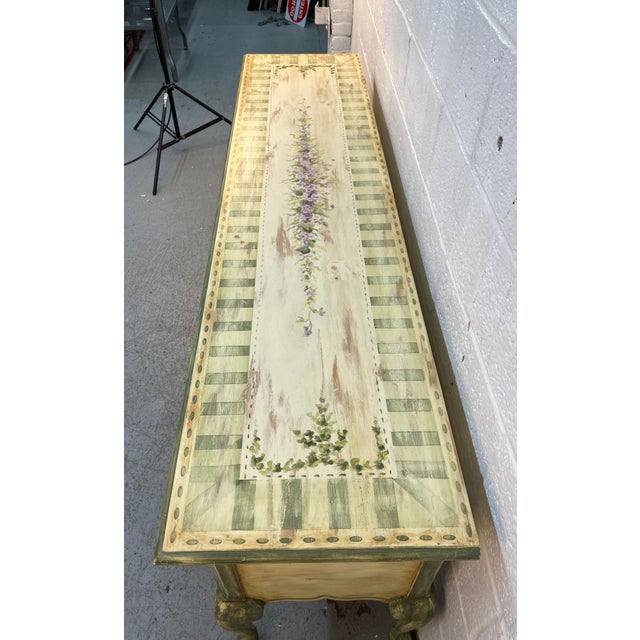 Vintage Hand Painted Floral Console/Entry Table by Habersham For Sale - Image 9 of 17