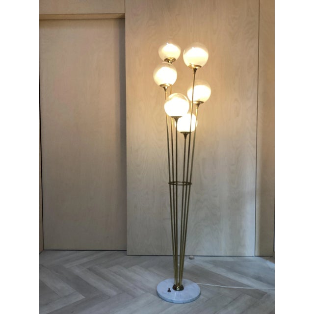 Alberello Floor Lamp in Marble, Brass & Glass from Stilnovo, Italy, 1960s For Sale - Image 5 of 9