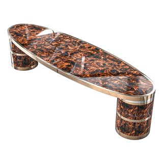 "Melagrana" Coffee Table With Burl Walnut and Bronze Details For Sale