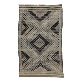 Mid 20th Century Embroidered Vintage Kilim Rug For Sale