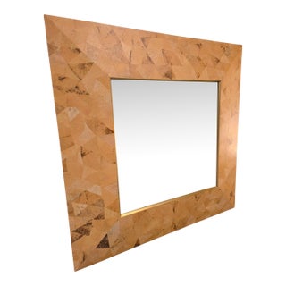 Large Vintage Coconut Shell Mirror For Sale