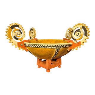 19th Century Papua New Guinea Admiralty Islands Style Carved Wood Ritual Feast Bowl For Sale