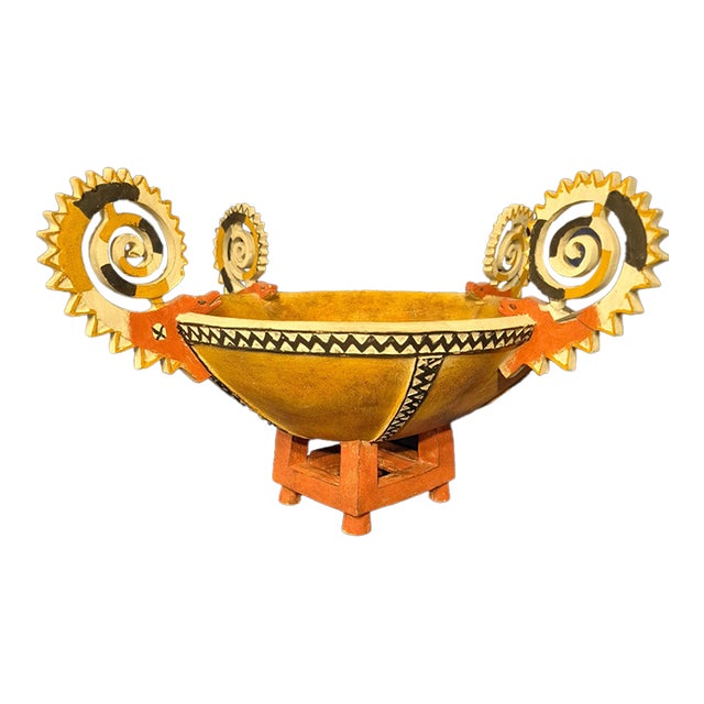 19th Century Papua New Guinea Admiralty Islands Style Carved Wood Ritual Feast Bowl For Sale