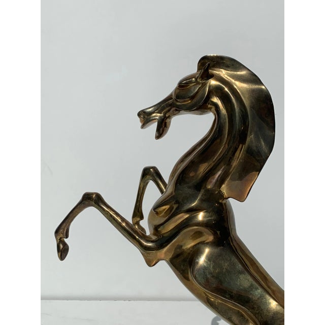 Metal Art Nouveau Style Brass Horse Sculpture For Sale - Image 7 of 11