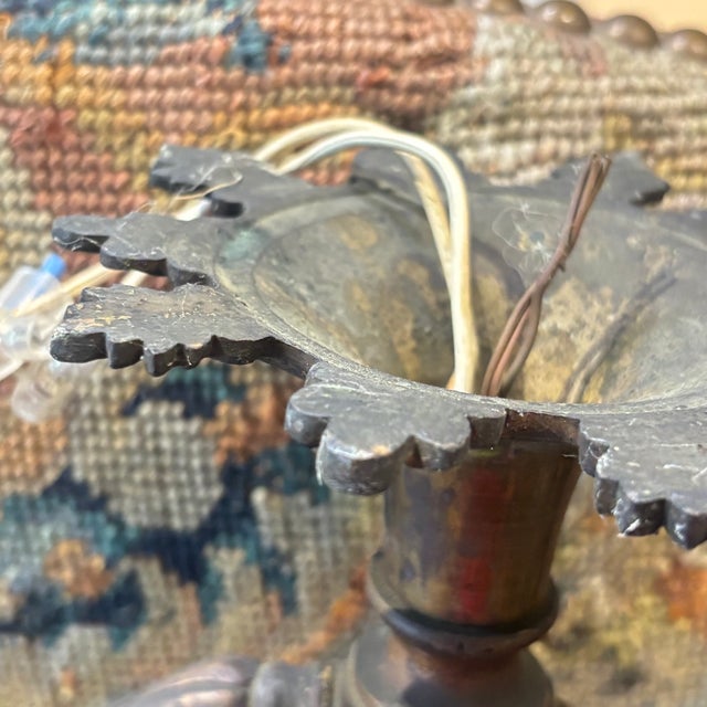 1920s Antique Art Nouveau Bronze Pendant Light with Foliage, 1920s For Sale - Image 5 of 12