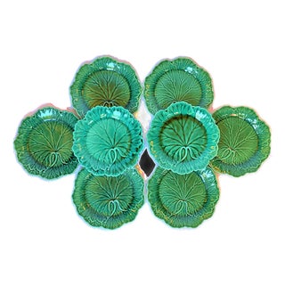 Vintage English Wedgwood Majolica Plates - Set of 8 For Sale