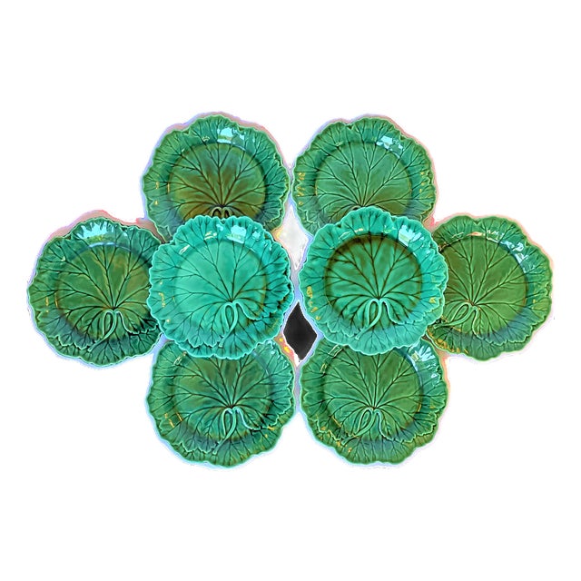 Vintage English Wedgwood Majolica Plates - Set of 8 For Sale