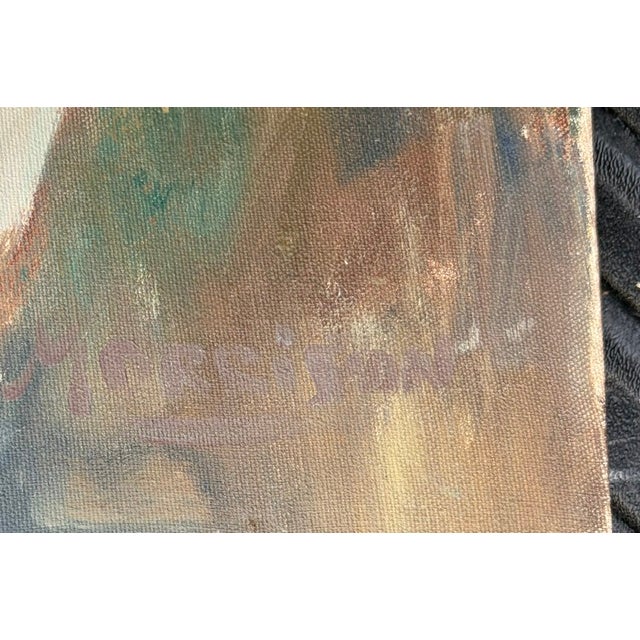 Mid-Century Modern Early Large Oil on Canvas - Happy Times - Signed For Sale - Image 3 of 9