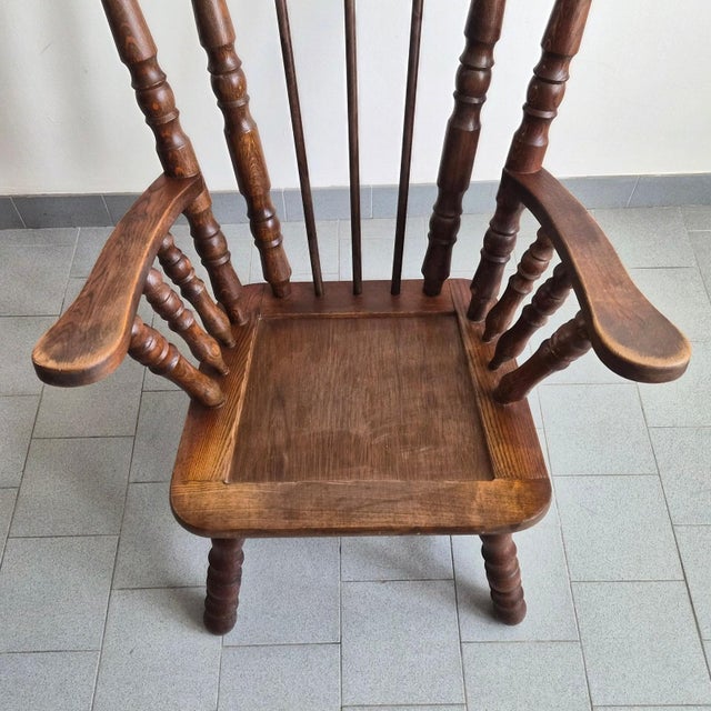 Vintage Brutalist Oak Armchairs with Spools, 1970s, Set of 2 For Sale - Image 15 of 17