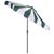 Dark Green Meze 9 Ft Crank Umbrella, Green Cabana Stripe/Brown Pole For Sale - Image 8 of 9