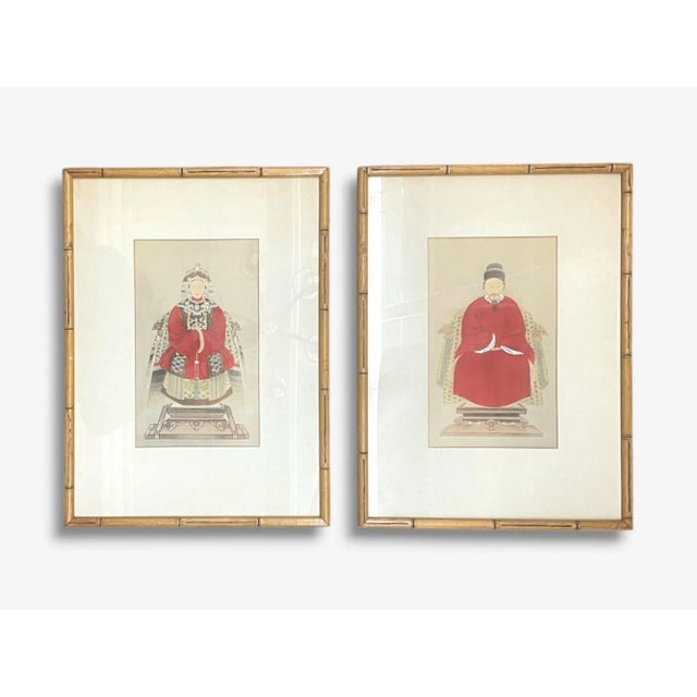 Chinese Export, Ink & Graphite, Vintage Chinese Wall Decorations, Bamboo, 1930s Pair of Chinese Export prints or wall...