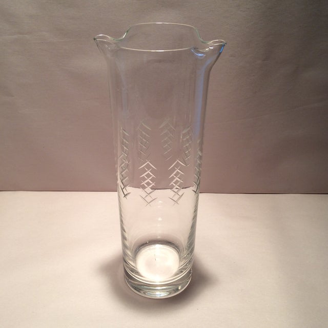 Vintage Lattice Design Cut Crystal Low Ball Glasses & Pitcher Set Set