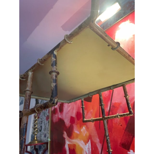 Early 20th Century Faux Bamboo Display Etagere Made of Metal and With a Faux Tortoiseshell Finish For Sale - Image 11 of 12