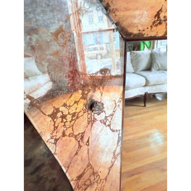 Maison Jansen Vintage 1960s Venetian-Style Mirror With Etched Glass and Gold Gilt Frame For Sale - Image 4 of 16