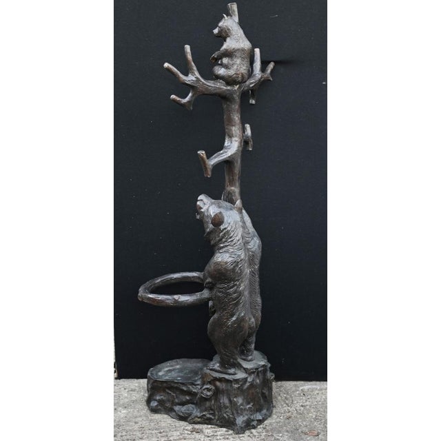 Wonderful bronze casting of a Black Forest style coat or hat stand. Very well cast showing one large bear and the baby...