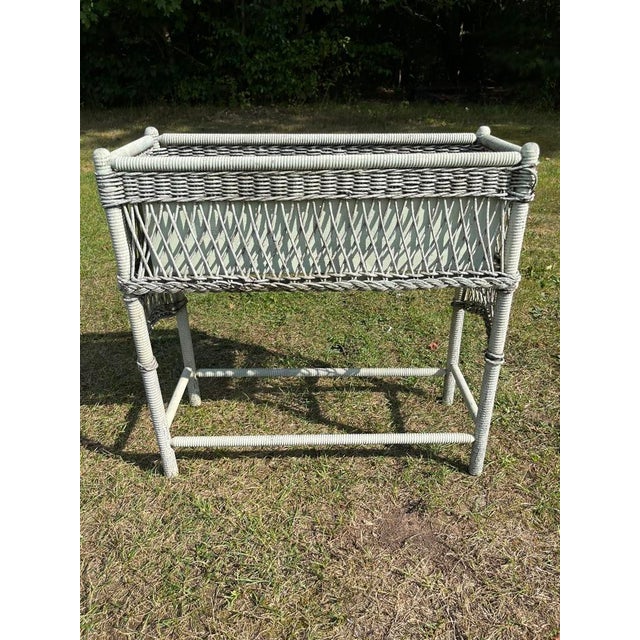 Farmhouse Antique Wicker Plant Stand For Sale - Image 3 of 12